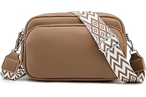 GUQTLUN Umhängetasche für Damen Breiter Gurt Leder Crossbody Bag Damen Stylisch Schultertaschen Damen Kleine Messenger Tasche