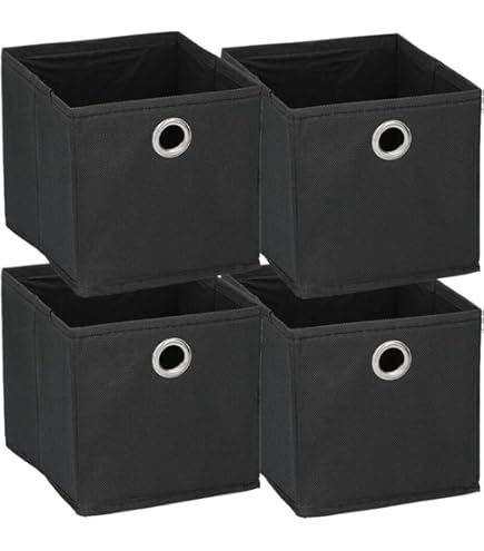 4 Faltbare Stoff-Organizerkörbe, 33x33x33 Cm – Mit Griffen, Für Regale, Schrank & Kinderzimmer