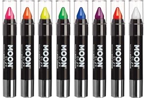 Moon Glow Neon UV Face Paint Stick / Body Crayon trucco per viso e corpo - Si illumina brillantemente sotto l'illuminazione UV, 8 pezzi (confezione da 1)