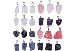 BEEFLYING 24 Pezzi Ciondoli con Pietre preziose Naturali Ciondoli in Pietra Preziosa di Quarzo di Cristallo con Ciondoli A Scatto per collane Bracciali Creazione di Gioielli Artigianato