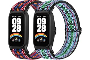 WNIPH 2 Piezas de Correas Elásticas Ajustables Compatibles con Xiaomi Smart Band 9 active/Redmi Smart Band 3, Correa de nailon elástica suave y cómoda adecuada para hombres y mujeres.