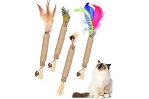 ERKOON Cat Silvervine Chew Sticks, 4pcs Catnip Toys For Cats Kittens Teeth Catnip Toys Cat Nip Toy for Teeth Cleaning, Natural Dental Catnip Sticks for Kittens