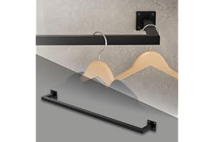 ‎ML DESIGN MODERN LIVING ML-Design Kleiderstange Rechteck für die Wand, T12cm x B90cm, Schwarz, aus Stahl, rostfrei, Garderobenstange U-Form, Kleiderständer Wandmontage, Kleidergestell Garderobenhalter, inkl. Montagematerial