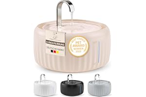 PrettyPaw Katzenbrunnen Aqua Flow Pro [NEUEINFÜHRUNG] Super leiser, BPA-freier 3L Trinkbrunnen für Katze mit LED und Aktivkohlefilter I Leicht zu reinigender Katzen Trinkbrunnen I Aqua Flow (Beige)