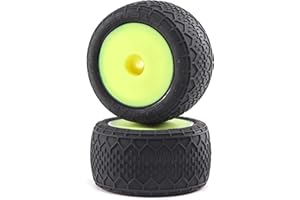 LOSI 1/18 BK Bar Front/Rear 1.4 Pre-Mounted Tires, 12mm Hex, Yellow: Mini-T 2.0