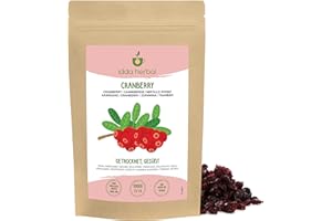 IDDA HERBAL Arándanos Secos (1kg), Arándanos Enteros, Endulzados con Jugo de Manzana, Suaves y Masticables, Snack de Fruta Listo para Comer, Vegano