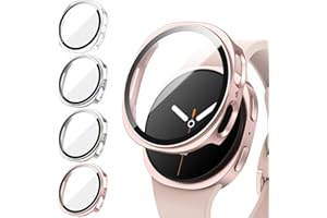 Neitra 4 Stück Hülle für Samsung Galaxy Watch 8 40mm, Hart PC Bumper Case mit HD Gehärtetes Glas Displayschutz Folie, Vollständige Abdeckung Kratzfest Ultradünn Schutzhülle für Galaxy Watch 8 2025