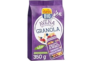 Isola Bio Granola Crunchy Biologica Frutti di Bosco, Tostata al Forno, Cereali da Colazione con Lamponi, Mirtilli e Fragole, 100% Ingredienti Naturali, per Vegani e Vegetariani, Formato 350gr