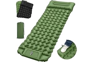 Cirulli Matelas Camping, Matelas de Couchage ultraléger avec Oreiller intégré, Matelas Gonflable avec Pompe à Pied intégrée, Matelas pneumatique Pliable Portable,Matelas Gonflable 1 Place