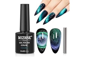 ‎MIZHSE MIZHSE Cat Eye UV Cel Nagellack 9D Cateye UV Gel Chamäleon UV Nagellack Glitzer mit Magnetstift Cateye Magnet Nagellack Holografischer Cat Eye Gel Nail Polish Blaue Grün zum Home DIY Maniküre Studio