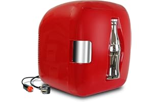 KOOLATRON Coca Cola Mini Frigo da Camera 7,9L Frigorifero Piccolo 12 Lattine Portatile Raffreddatore e Scaldino Bottiglie di Coke Mini Frigorifero per Bevande Auto Campeggio Viaggio Ufficio Scrivania