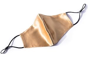 HABAC STUDIO - 100% Mulberry Silk Face Mask Face Masks Washable UK Reusable Face Mask, Black Mens Silk Mask Silk Face Covering for Women 4 Layers Pocket Filter 3x FREE PM 2.5 Filters (Gold)