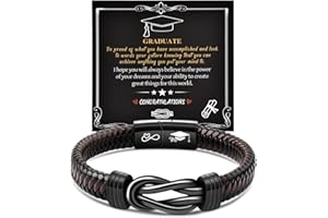CheersLife Graduation Gifts for Him 2025,Graduation Gifts for Son Nephew Boyfriend Husband Friend Brother Infinite Men's Leather Bracelet