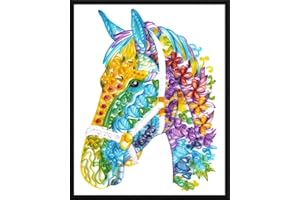 CRAFTiDA Quilling Paper Quilling Kits for Adults Paper Filigree Kit with Paper Quilling Tools and EVA Pattern Board DIY Handmade 40x50cm (Horse)