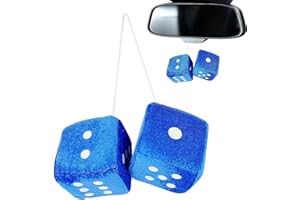 KIPTVO Plush Dice for Car Rearview Mirror, Car Hanging Furry Dice, Blue Car Interior Dice Vintage Plush, for Car Interior Ornament Decor Home and Office Ornament