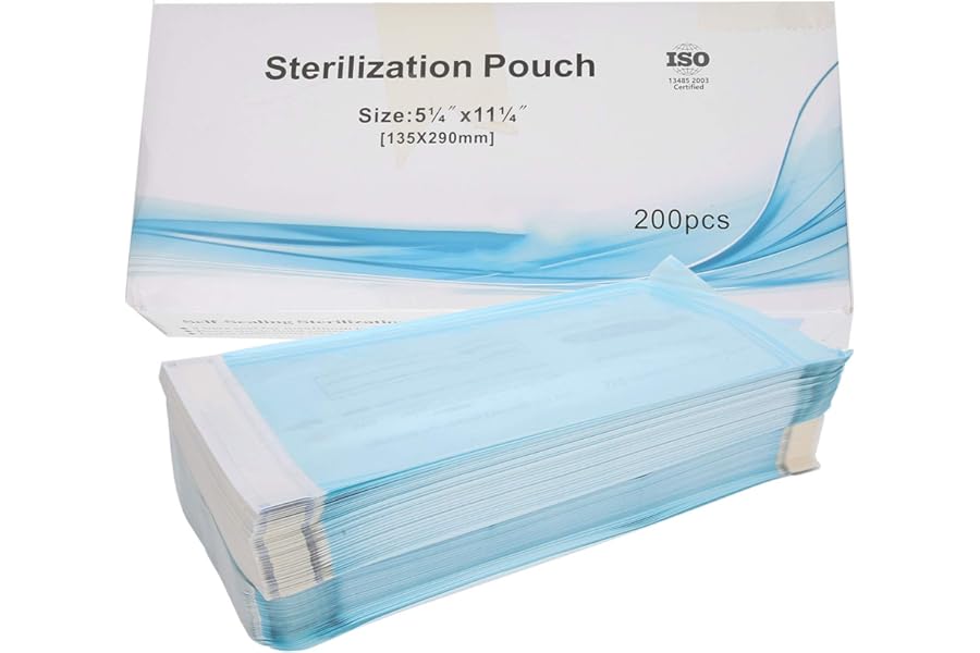 200pcs Self Sealing Cleaning Pouch, 135 x 290mm Sterilisation Pouches Disposable Self Sealing Cleaning Pouch for Dental Materials