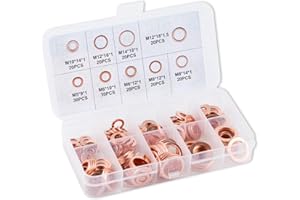 BDHYYM Set di 200 anelli di tenuta in rame, set di rondelle, guarnizioni, viti di scarico dell'olio, set di guarnizioni M5, M6, M8, M10, M12, M14, per accessori per carburante, macchine e dispositivi