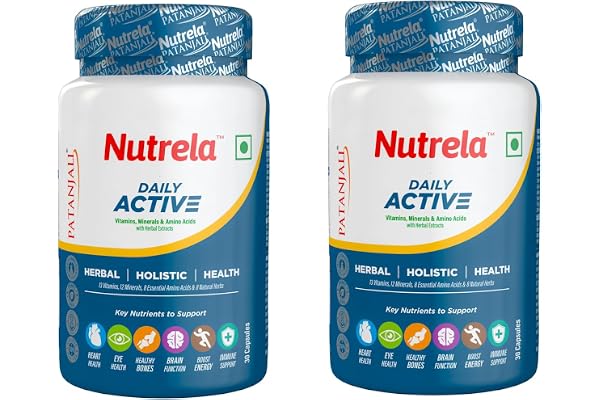 Nutrela Multivitamin by Patanjali 30 Veg Tablets Pack of 2 With Vitamins, Minerals, Natural Extracts & Amino Acids Daily Wellness Supplement for Men & Women