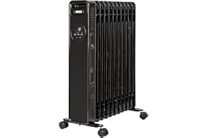 Zanussi 2300W Oil Filled Radiator 11 Fin Portable Electric Heater & Remote Control, Black, Display & 24 Hour Timer, Adjustable Thermostat, 3 Heat Settings, Safety Cut-off, 20 m sq Room Size ZOFR5005B