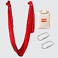 The Yogis™ Silk Fabric Aerial Yoga Hammock | With 2Pcs Heavy Carabiner& Bag | Red - Colour |