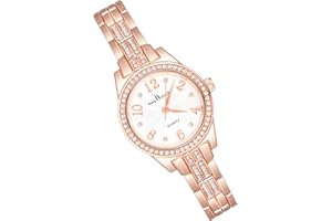 MicLee Montres Bracelet Femme Montres Quartz à Cadran Rond Chiffres Arabes Montre Luxe Or Rose pour Dame Fille Montre Elegante avec Bande en Acier Inoxydable