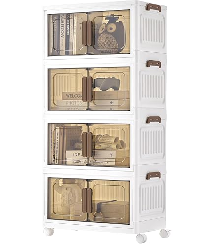 MECOLOR Scatola Portaoggetti Pieghevole 213L Con Ruote E Coperchio - Organizer In Plastica Impilabile Per Armadio, Cucina, Bagno, Ufficio - Dimensioni 131x55x34,5 Cm - 4