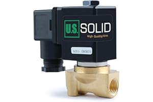 U.S. Solid Électrovanne électrique laiton 1/4" 12 V DC, normalement fermée VITON air, eau, huile, carburant, filetage G