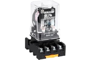 sourcing map DPDT Electromagnetic Power Relay, AC 24V Coil 10A 8 Pin MK2P-I Small Relay with Plug-in Terminal Socket Base 2NO 2NC JTX-2C