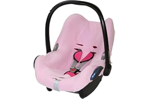 OLOBABY Summer Cover fits Maxi COSI Cabriofix CAR SEAT Washable Cotton Towelling (Grey) (Baby Pink)