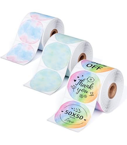 Phomemo M110 Directe thermische stickers, 50 mm x 70 mm, thermische kleurcode, stip, zelfhechtend, multifunctionele thermische labelprinter voor doe-het-zelf barcode, bedrijf, adres, naamkaartjes, 110