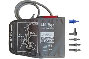 Manguito Universal 22-42 cm para Tensiómetro LifeBer | Brazalete de Repuesto Compatible con monitores de presión arterial como Omron, Beurer, Medisana, A&D, Cazon | Sin Látex y Fácil de Limpiar