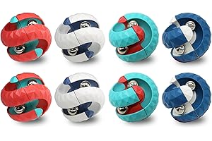 BASSION 8 Pack Orbit Ball Toy, Bead Fidget Cube Puzzle Bead Ball Spinning Toy, Rotating Track Infinite Flip Change Puzzle Games Novelty Creative Stress Relieve Toys for Kids Children Adults
