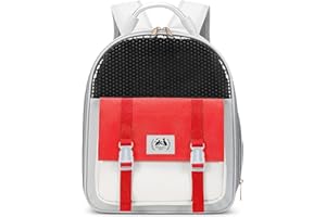 ALLSOPETS Zaino per Cane Gatti Marsupio Animali Domestici Zaino Trasporto Cani Portatile Viaggi Passeggio Camping Zaino per Cani o Gatto Piccola Viaggiare Rosso