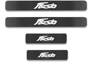 EAGLEG Fibra di Carbonio Battitacco per Auto Sticker per FO-rd Fiesta, 4 Pezzi Esterno Battitacco Protezione Plates Anti-Graffio Scuff Adesivi Accessori,White