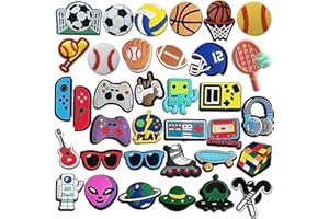 YQ-BEST 35 PCS Shoe Charms for Basketball Soccer Baseball Croc Charms, Video Game,Astronaut and Sports Croc Pins for Wristbands Shoes Charm Party Favor Accessories Gifts for Boys Teens