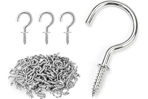 BESMRPG 100 Stück Haken Zum Schrauben,Edelstahl Deckenhaken,Wandhaken Zum Schraubösen,Mini Schraube für Schwarz,Weiß Kleine Schraubhaken,Ceiling Auge,Hakenschrauben,Decke Drehhaken,Selbstklebende Hooks