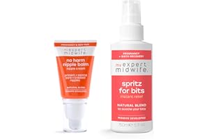 My Expert Midwife Bits and Nips - Birth Prep & Recovery Duo with Spritz for Bits Postnatal Relief Perineal Spray and No Harm Nipple Balm Nipple Cream (Pack of 2)