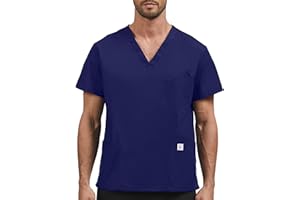 JONATHAN UNIFORM Blouse Médicale Homme Coton 3 Poches Tenue Médecin Manches Courtes, V Col Blouse Dentiste Homme Vêtements Médicals