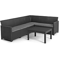 Koll Living Lounge 6-Sitzer Ecksofa Emma, 2-teilig, Graphit, 1 Ecksofa & 1 Tisch - höchster Sitzkomfort durch…