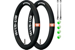 AVVS TECH Chambre à air 14–20″ (14×1,75–2,125; 16×1,75–2,125; 18×1,75–2,125; 20×1,75–2,125) pour vélos Enfants & remorques – Lot de 2 avec Valve Schrader & 2 démonte-pneus