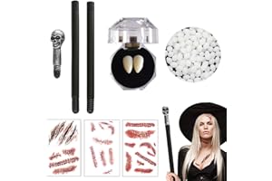 BARVERE Halloween Canne et Dent de Vampire, Halloween Accessoires pour Deguisement Fantome Enfant et Adultes, Halloween Sceptres Bâton Set pour Halloween Cosplay Fête