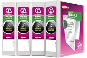 Avery Durable View 17032 segregator z 3 pierścieniami, ukośne pierścienie 5,1 cm, 4 białe segregatory