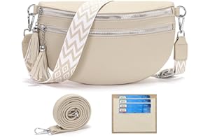 LANXINGLUO marsupio donna media borsa tracolla donna media borsetta Con scomparto per carte di credito e 2 spallacci Beige