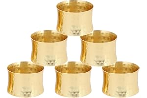 SKAVIJ Fatto a Mano Martellato Tovagliolo Anelli Set di 6 per Ogni giorno, Cenare Tavolo Decorazione Oro