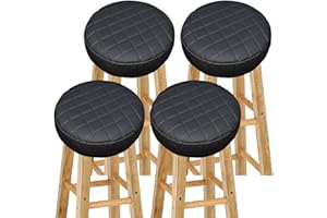 HKJGNH Wasserdicht Barhocker-Bezug Rund mit 5CM Schaumstoff Gepolstert Kissen, 4/2 Stück PU-Leder Hocker Hussen für Barhocker Stuhlhussen Sitzkissen Bürostuhl Hocker Abdeckung Sitzkissenbezug(#1,33*5(4PCS))