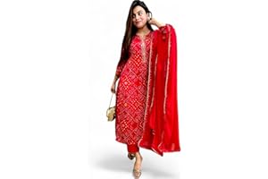 RANGMAHAL STORE RangMahal Damen Rayon bestickte Sequenz Kurta Hose mit Dupatta-Set