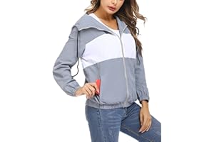 Totatuit Giacca a vento Impermeabile donna Leggera asciugatura rapida Impermeabile Donna antipioggia con Zip e Cappuccio