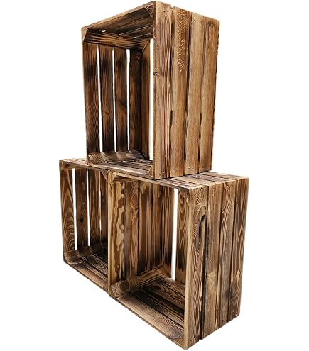 CHICCIE Holzkiste Grete Geflammt Weiß - Langes Regal Obstkiste Dekoki Weinkiste Ablage 50x40x30cm~6