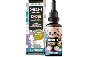 ‎PROFUEL Omega-3 Vegan für KINDER (50 ml) - DHA & EPA - Omega-3-Algenöl mit 250 mg DHA und 130 mg EPA pro Tag - leckerer Orangen-Geschmack - laborgeprüft mit Zertifikat - Vorrat für 62 Tage - 100% vegan