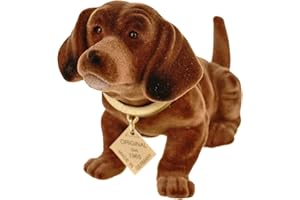 Rakso Oskar Schneider GmbH & Co. KG Original Rakso Wackeldackel klein 19 cm Wackelhund Auto Deko Kultfigur seit 1965 - Handgefertigt in Deutschland - braun - Accessoire für Auto und Zuhause